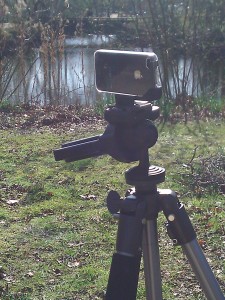 iPhone on a tripod