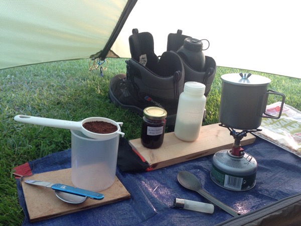 Early morning coffee camping kit - Alpkit Kraku stove - Dunbar