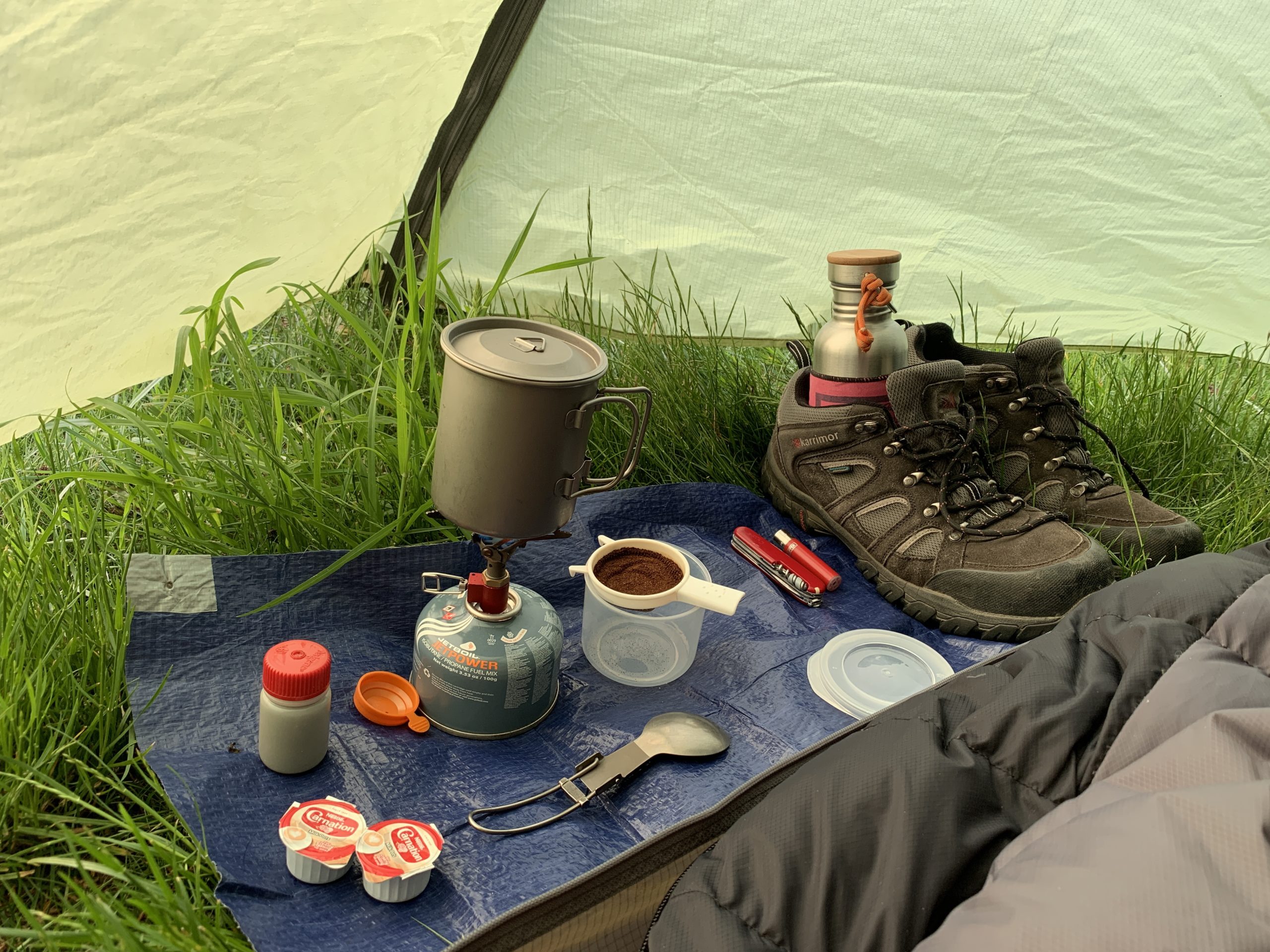 Backpacking coffee at a Lockdown camp