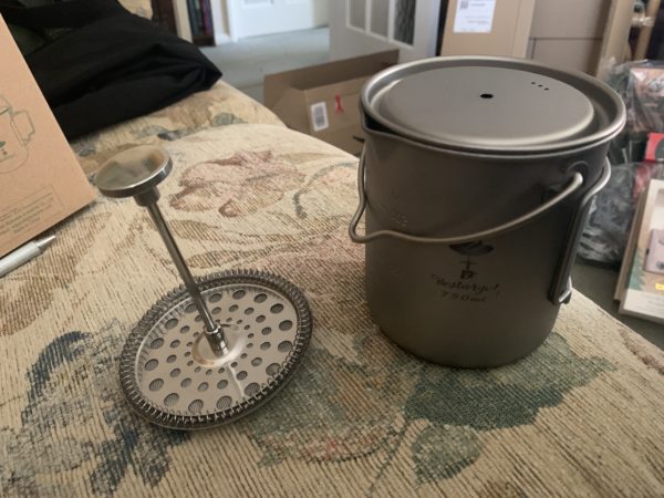 Titanium cafetiere and bush pot