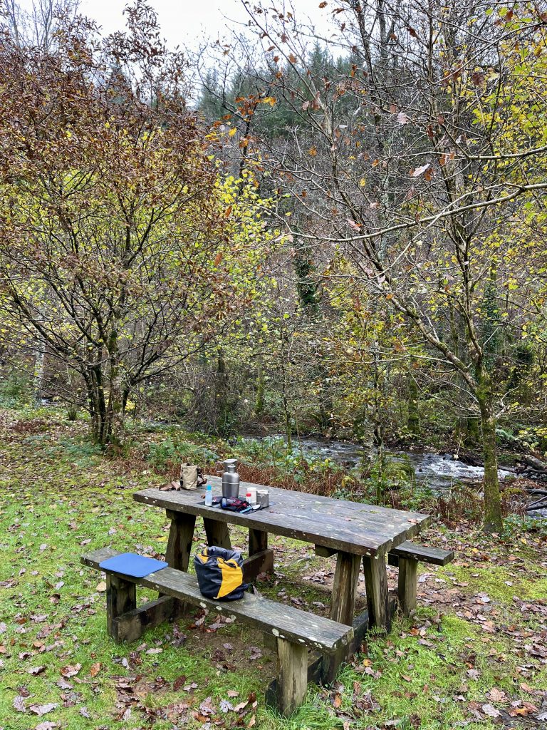 Backpacking Morning coffee stop