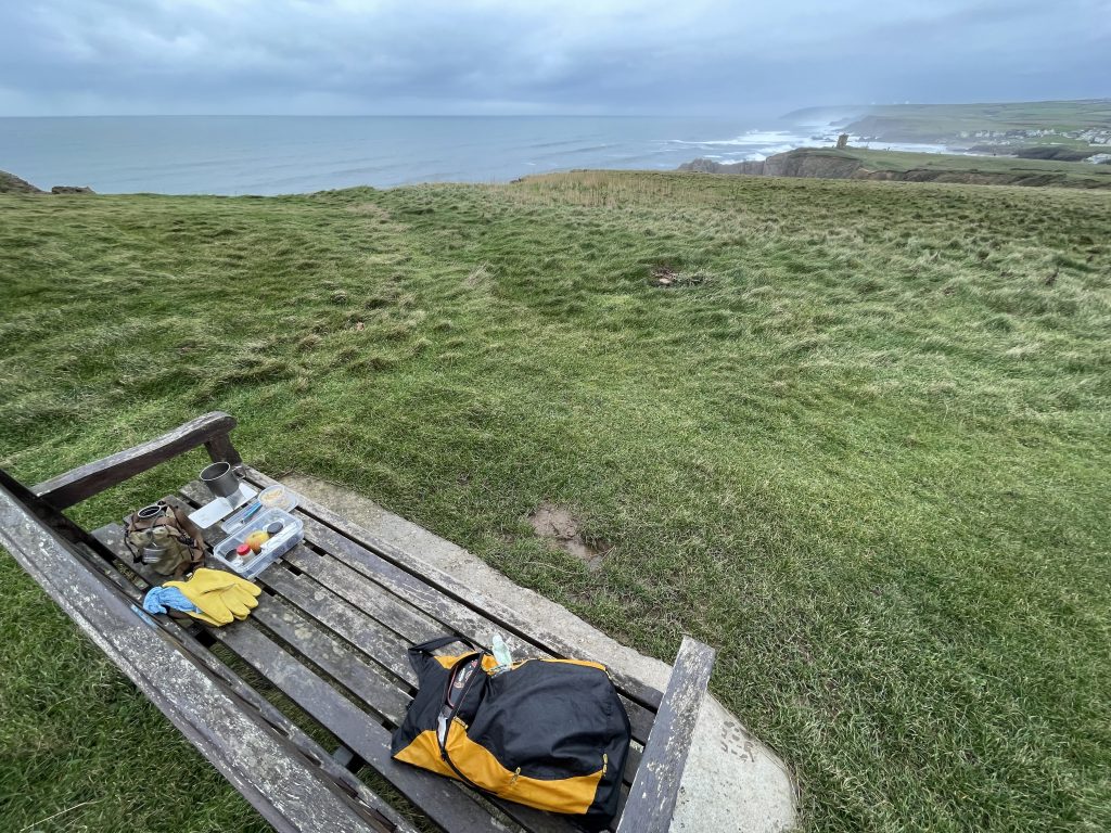 Lunch on a bench - Bude Cornwall 