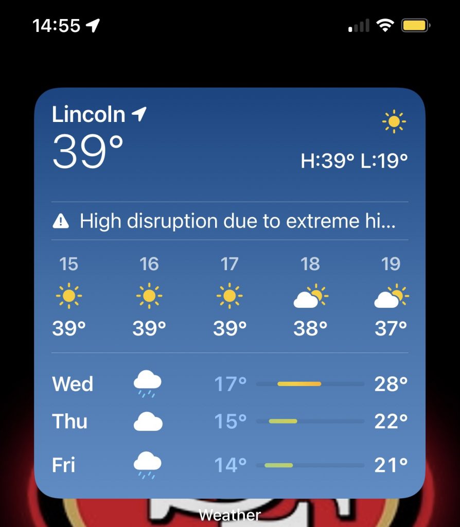 Iphone weather in Lincoln