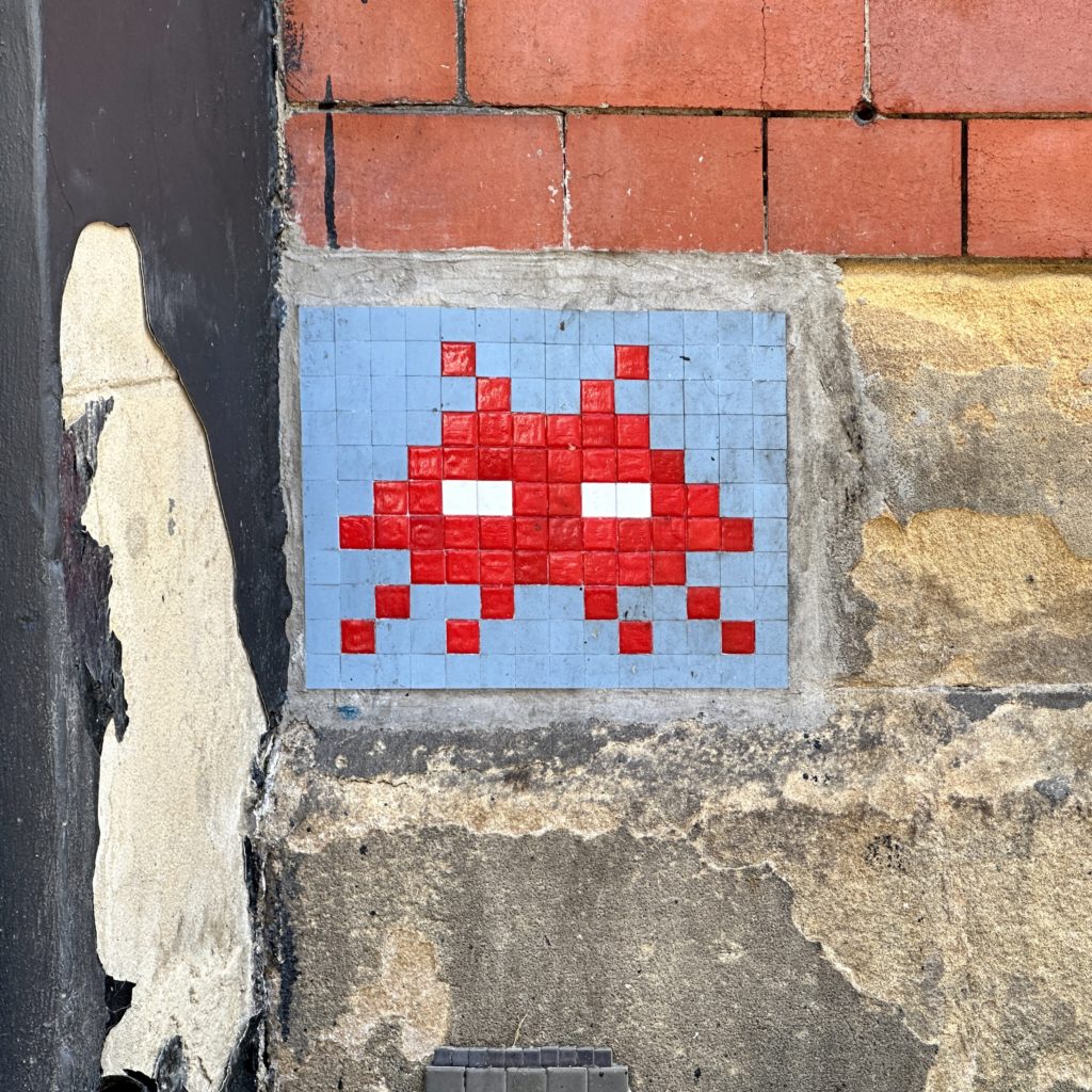 Space Invader on the wall in Newcastle