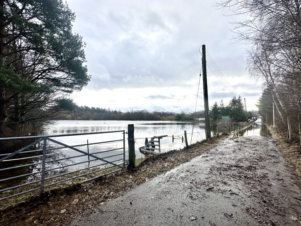 Aviemore and a flooded River Spey