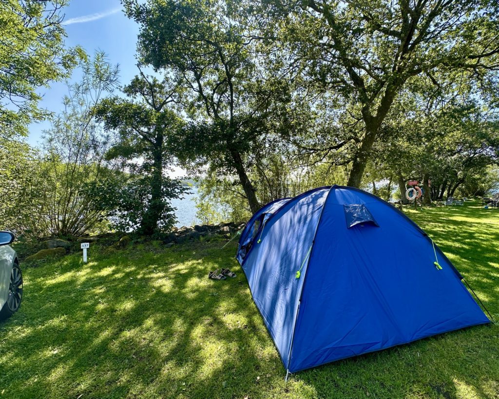 Tent pitched by Loch Lomond