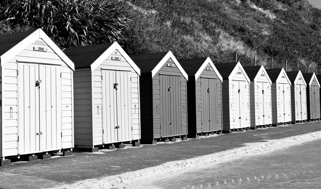Beach huts in Bournemouth beach