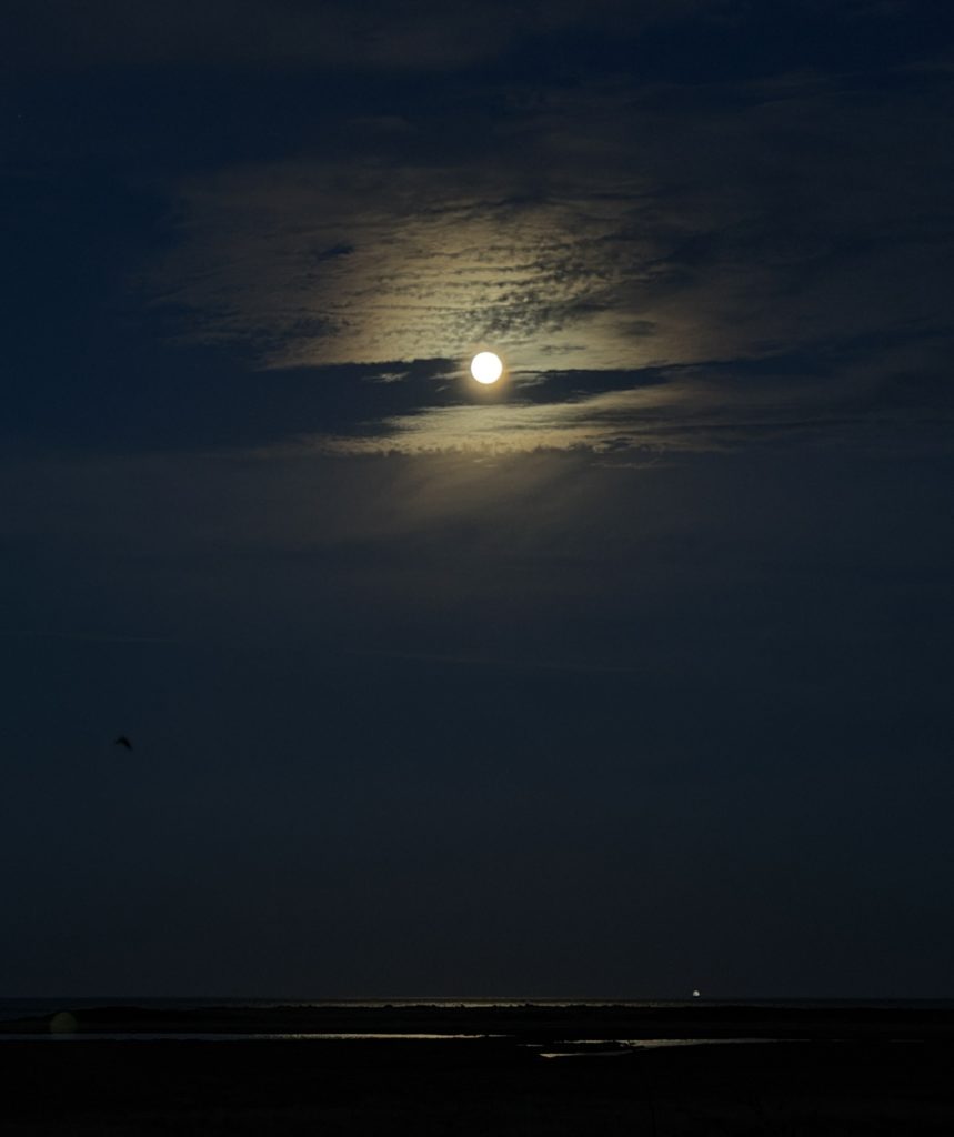 Moon over the Lincolnshire coast